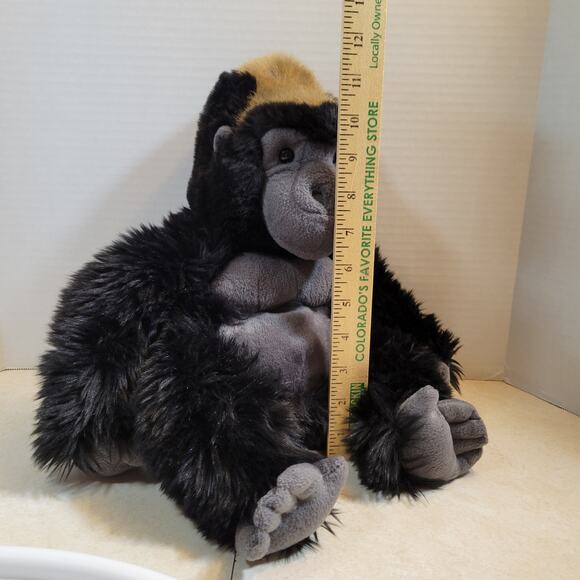 Gorilla Plush Stuffed Animal Toy 16" Black Gray Chest Gold Hair Keel Toys Monkey - Picture 6 of 16